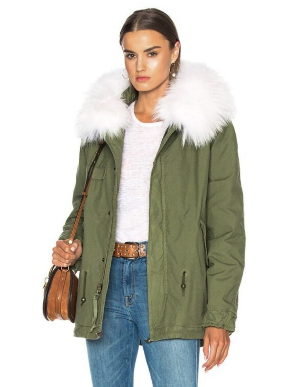New Italian Blue Fox Trim & Rabbit Fur Lining Long Cotton Parka Mr & Mrs Italy